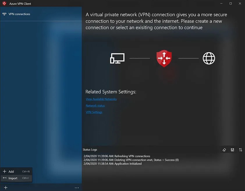 VPN client import option