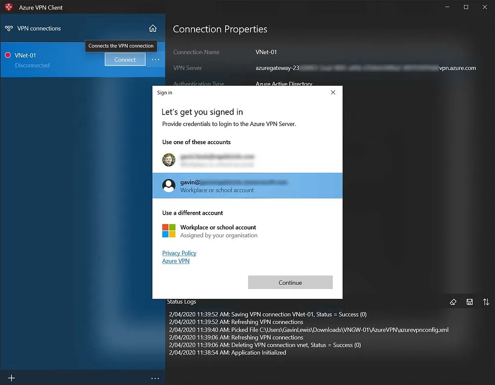 VPN connection process