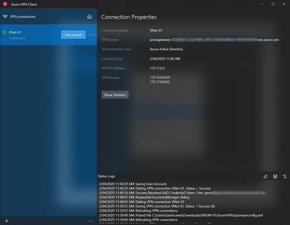 VPN connected status