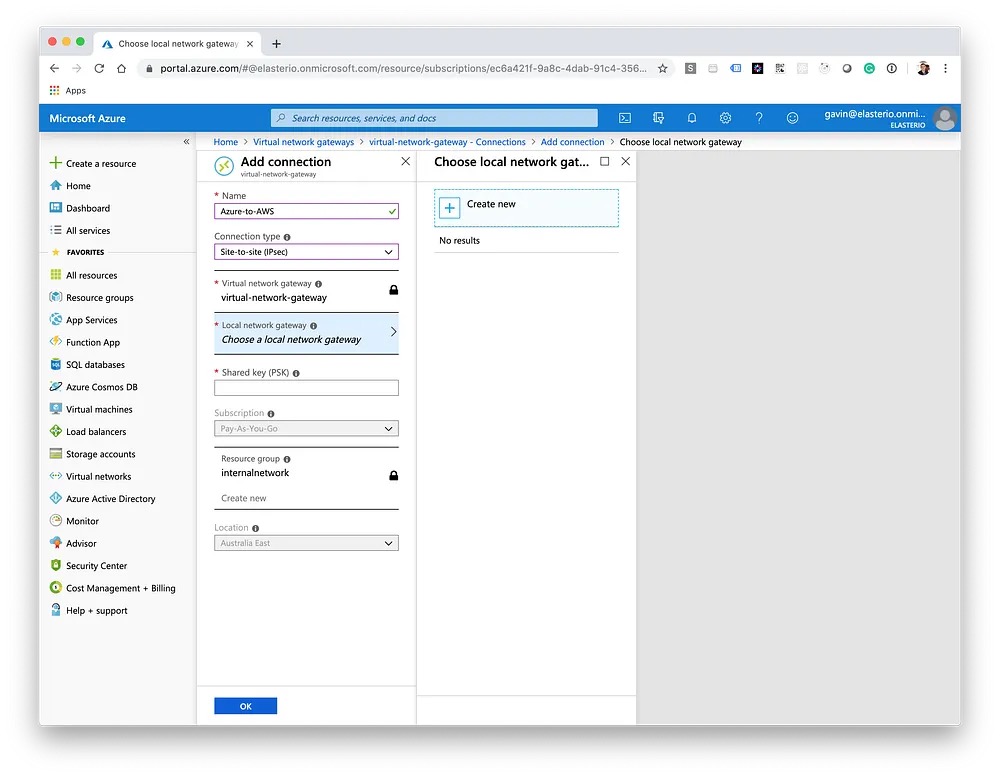 Azure Local Network Gateway creation - Tunnel 1