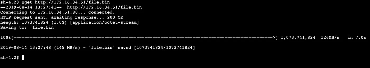 File transfer test within AWS for comparison